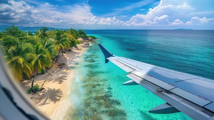 travel destination view from airplane window 1